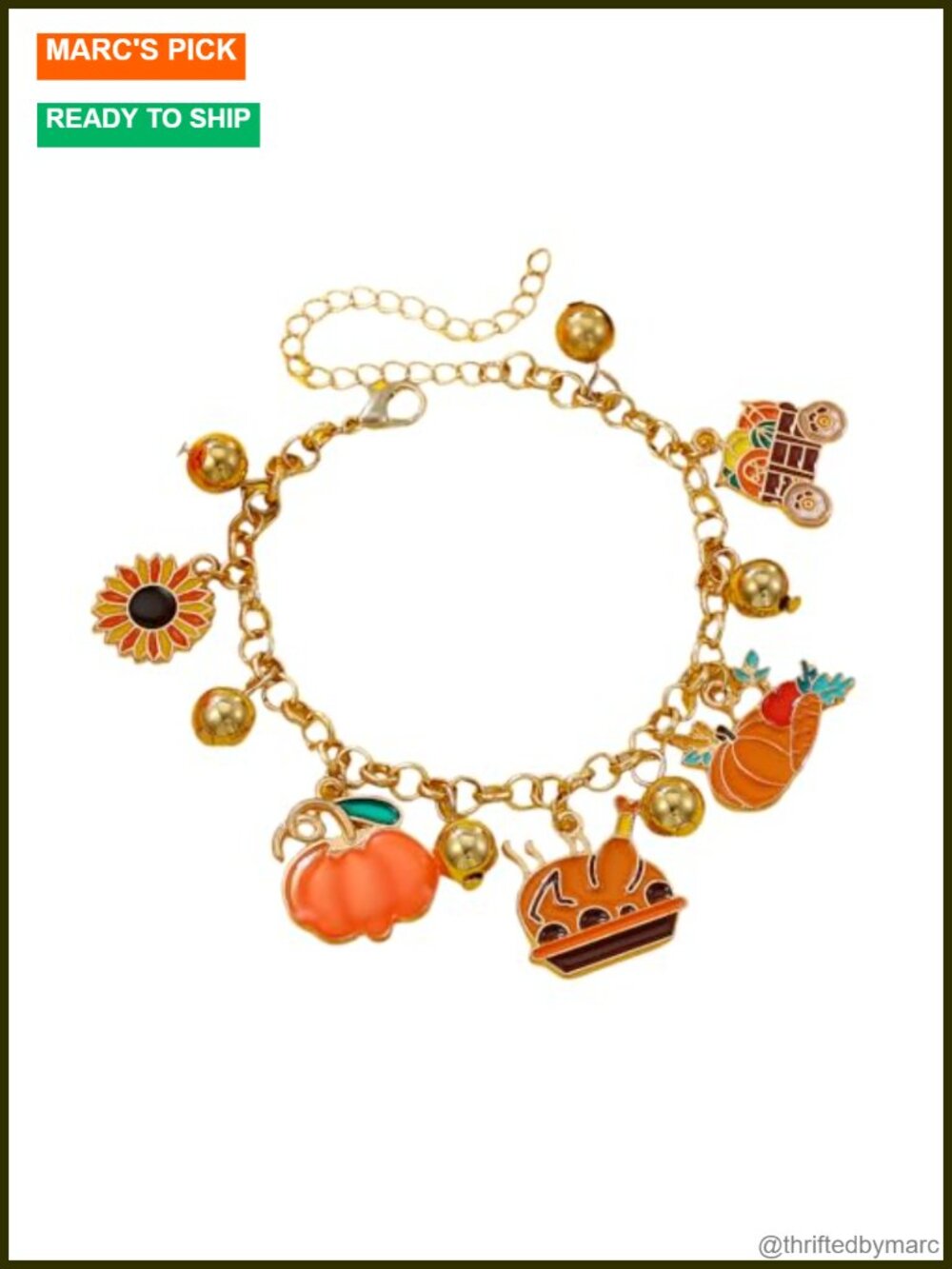 Thanksgiving Pumpkin Turkey Bracelet Stretch Adjustable Acrylic Beads Fall